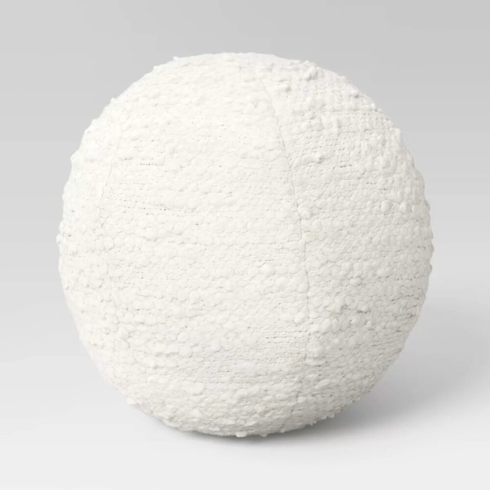 Boucle Sphere Throw Pillow Ivory Threshold  Round Throw Accent Pillow Snowball